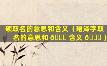 硕取名的意思和含义（珺泽字取名的意思和 🐟 含义 🐞 ）